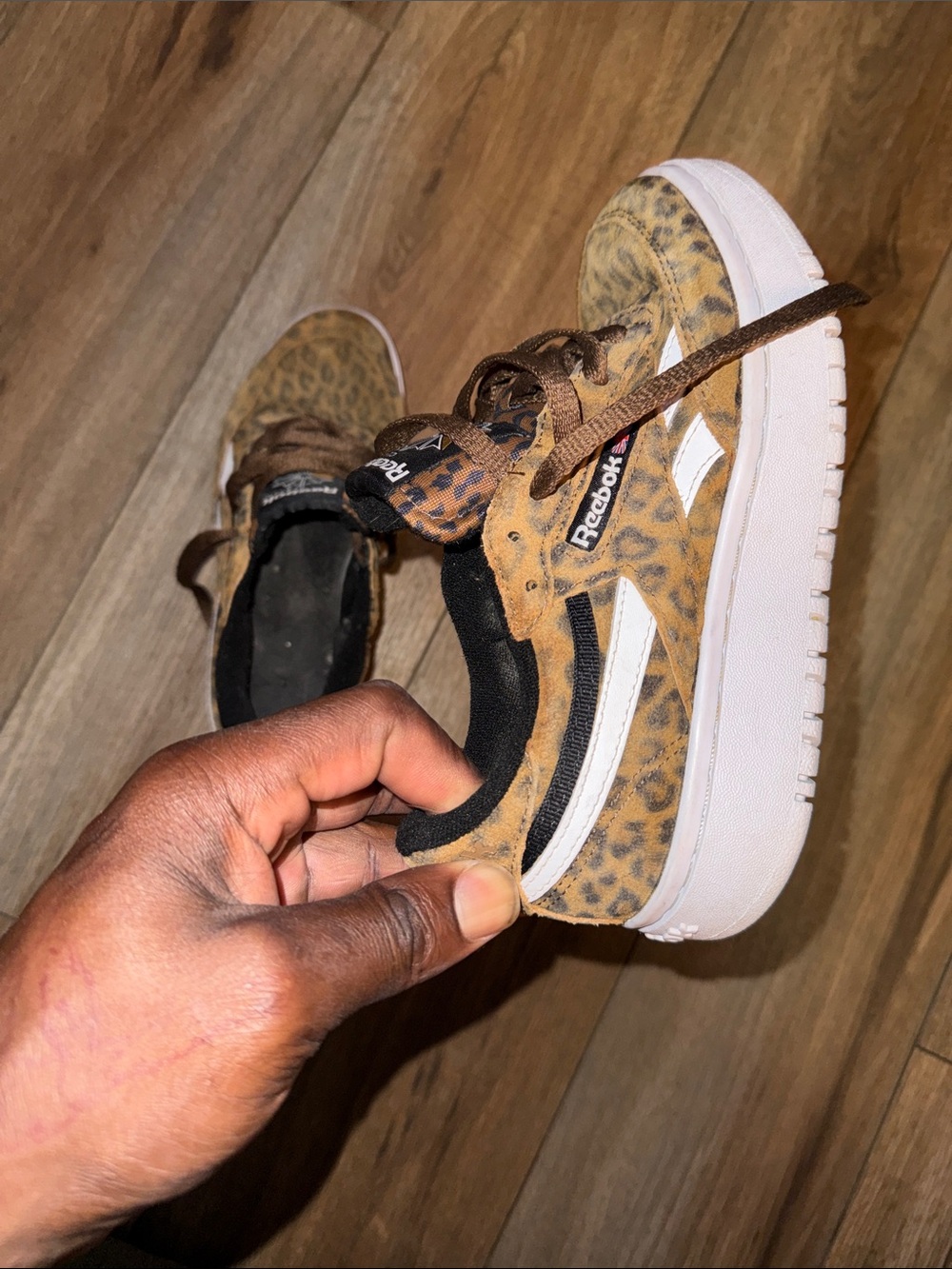Reebok Kids Leopard Print Sneakers - Brown/White/Black